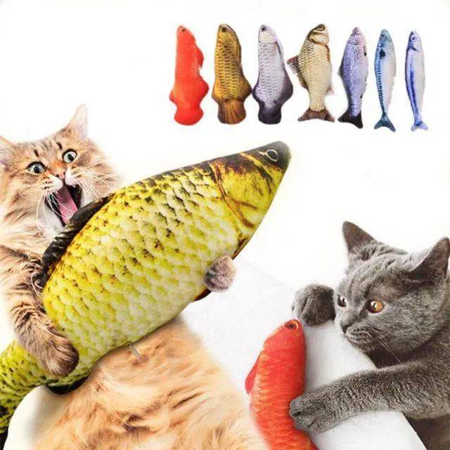 Pet Soft Plush 3d Fish Shape Cat Toy Interactive Gifts Catnip - Retail Second