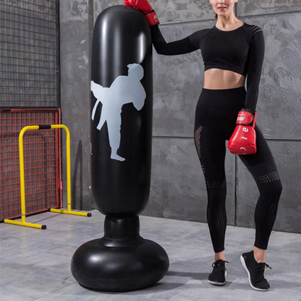 Inflatable Boxing Bag Adult Children Boxing Punch Kicking Sandbag PVC Tumbler Gym Kids Boxing Training Targets - Retail Second
