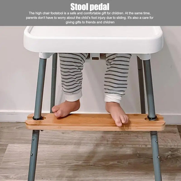 Enhance Comfort: Baby Highchair Foot Rest - Natural Bamboo Design with Rubber Ring for Added Support and Comfort in High Chairs! - Retail Second