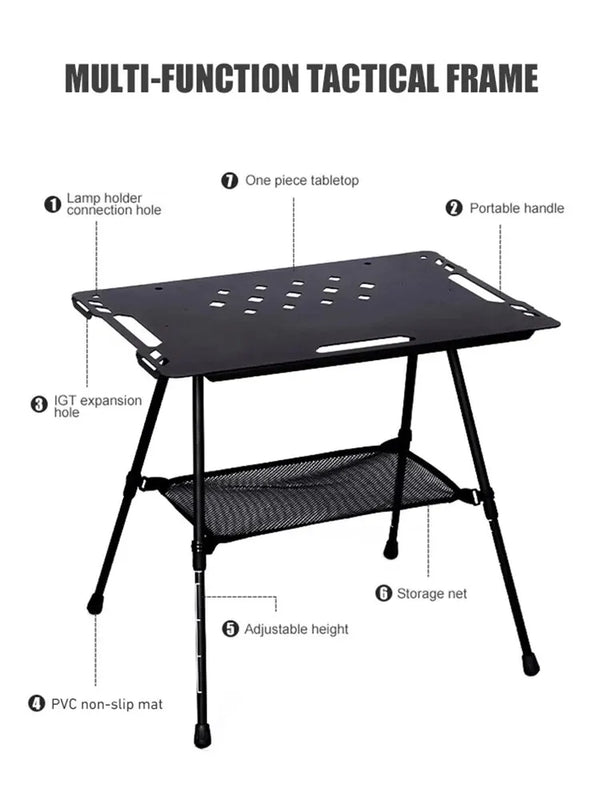 WESTTUNE Camping IGT Tactical Table with Accessories Lightweight Multifunctional Folding Aluminum Alloy Outdoor Table Adjustable Retail Second