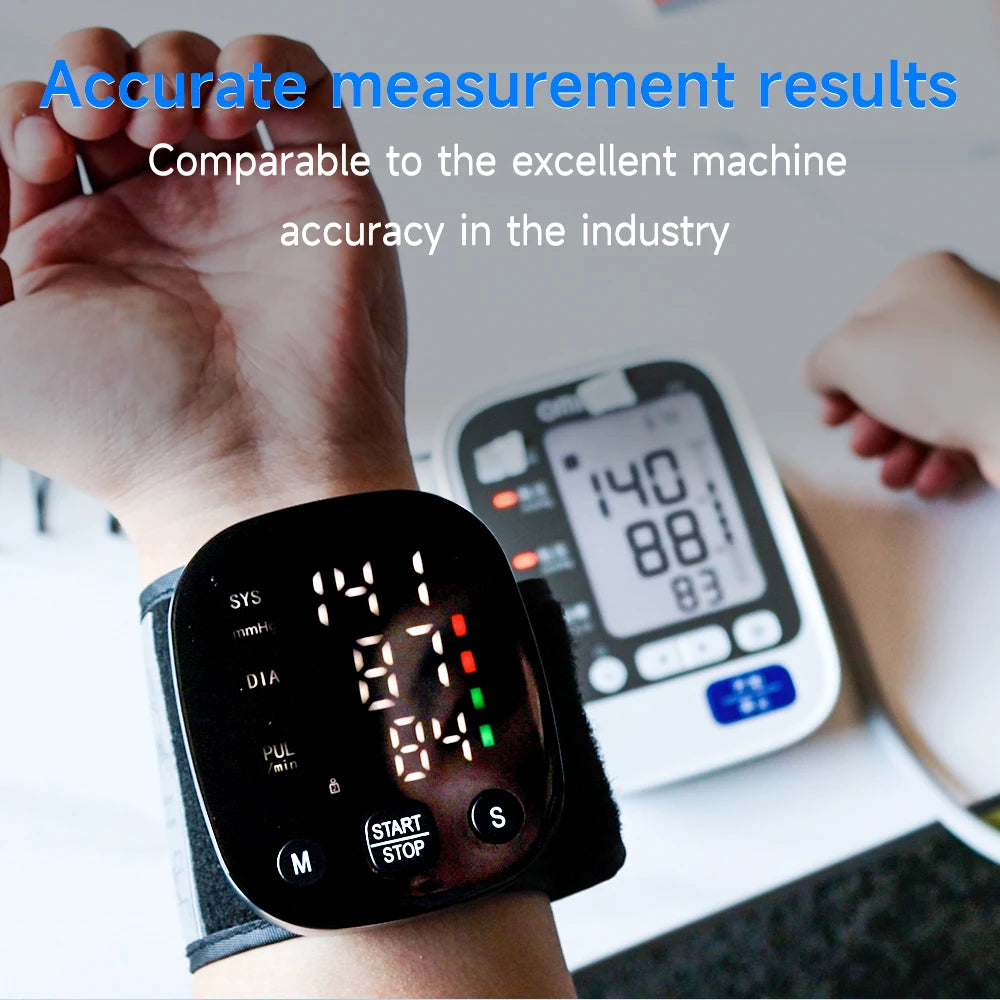 Yongrow New LED Wrist Blood Pressure Monitor Rechargeable English/Russian Voice Broadcast Sphygmomanometer Tonometer  BP Monitor Retail Second
