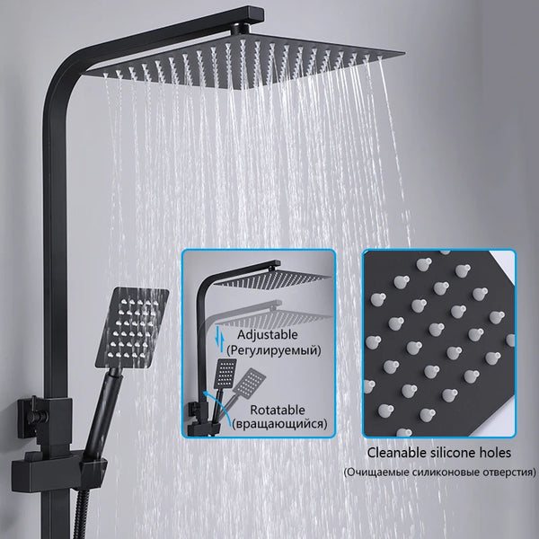 Black Chrome Brass Shower Faucet: Luxury Bathing Experience