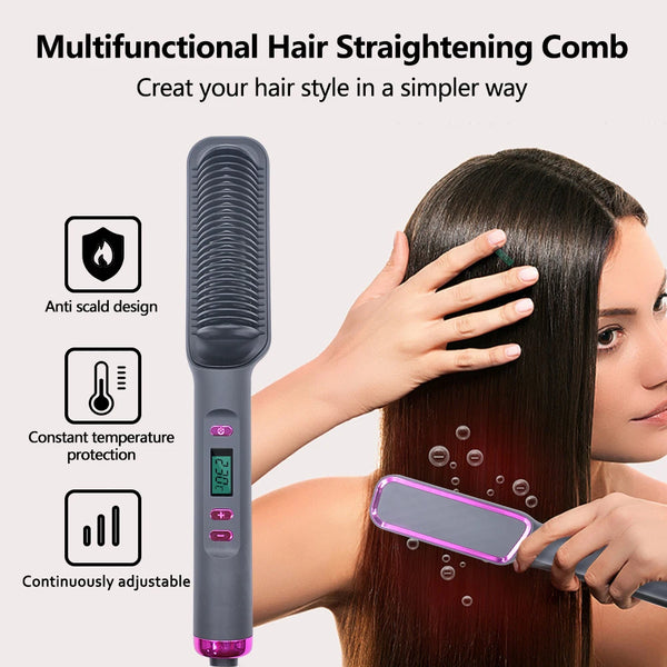 Electric Hot Comb Multifunctional Straight Hair Straightener Comb Negative Ion Anti-Scalding Styling Tool Straightening Brush Retail Second