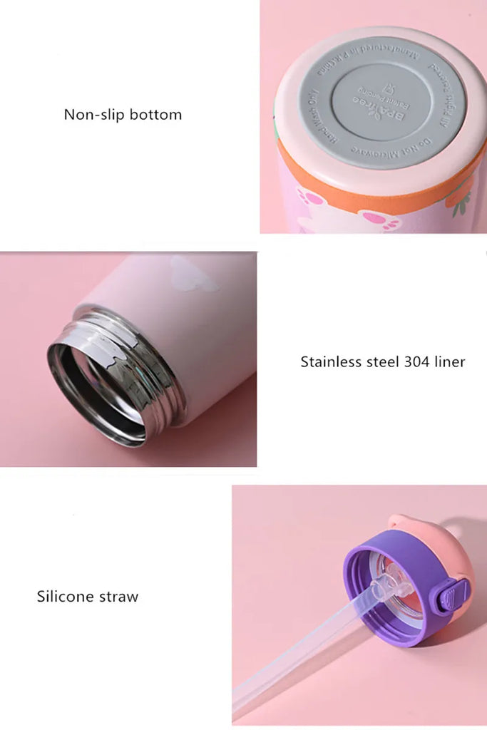 350ml/500ml Kids Thermos Mug Double Stainless Steel Water Bottle Thermal Cartoon Vacuum Flask Water Bottle Tumbler for Children Retail Second