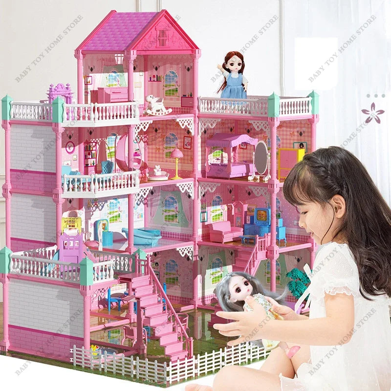 Montessori Doll Houses 3D Assembled DIY Miniatures Dollhouse Accessories Villa Princess Castle Girl's Birthday Gifts Toys House - Retail Second