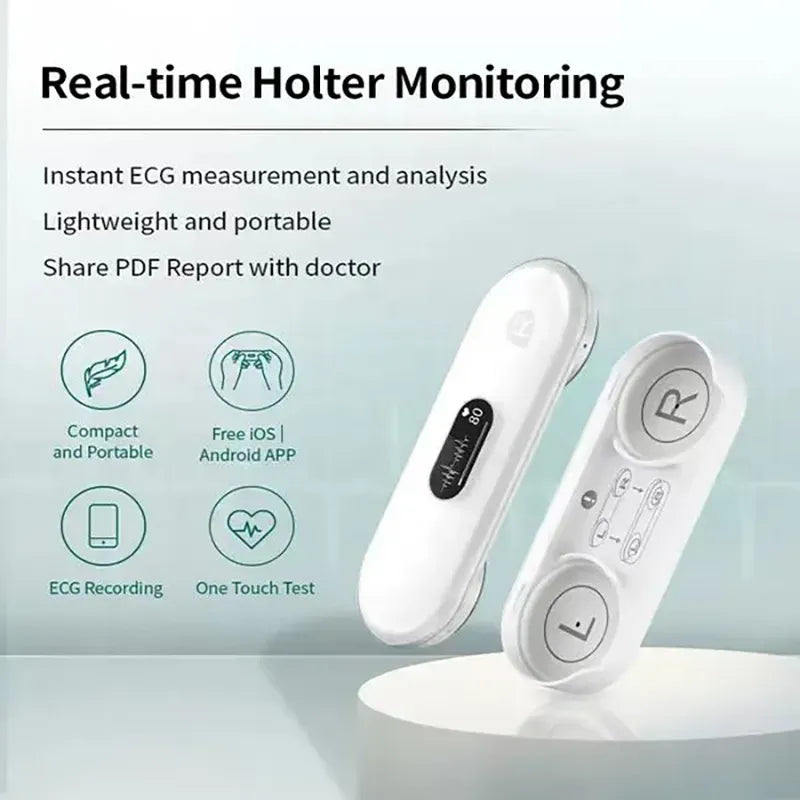 Portable ECG Monitor OLED Bluetooth EKG Cardiaco Heart Monitoring Wearable Electrocardiograma Unlimited Data Storage Share Retail Second