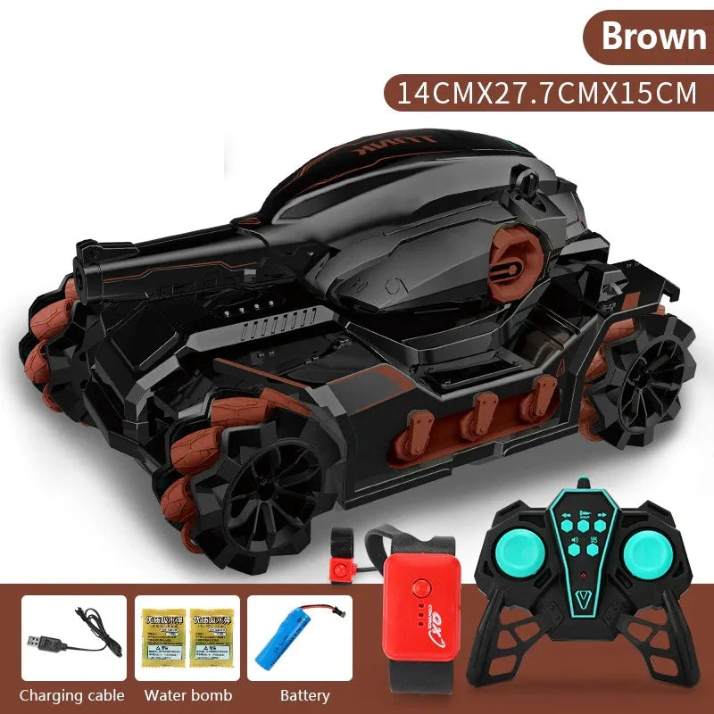 Rc Tank Toy 2.4G Radio Controlled Car 4WD Crawler Water Bomb War Tank Control Gestures Multiplayer Tank RC Toy For Boy Kids Gift - Retail Second