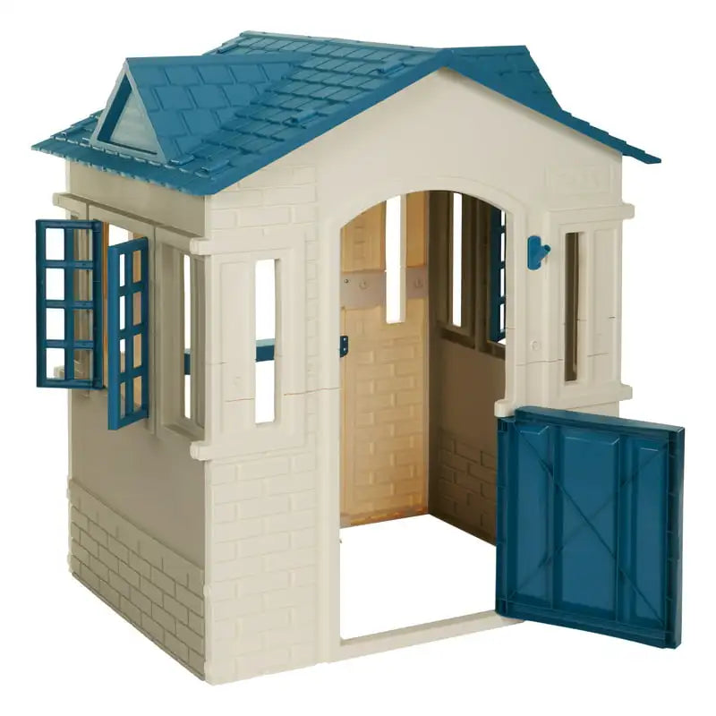 Cottage Pretend Playhouse for Kids, Indoor Outdoor, with Working Door and Windows, for Toddlers Ages 2+ Years, Blue - Retail Second