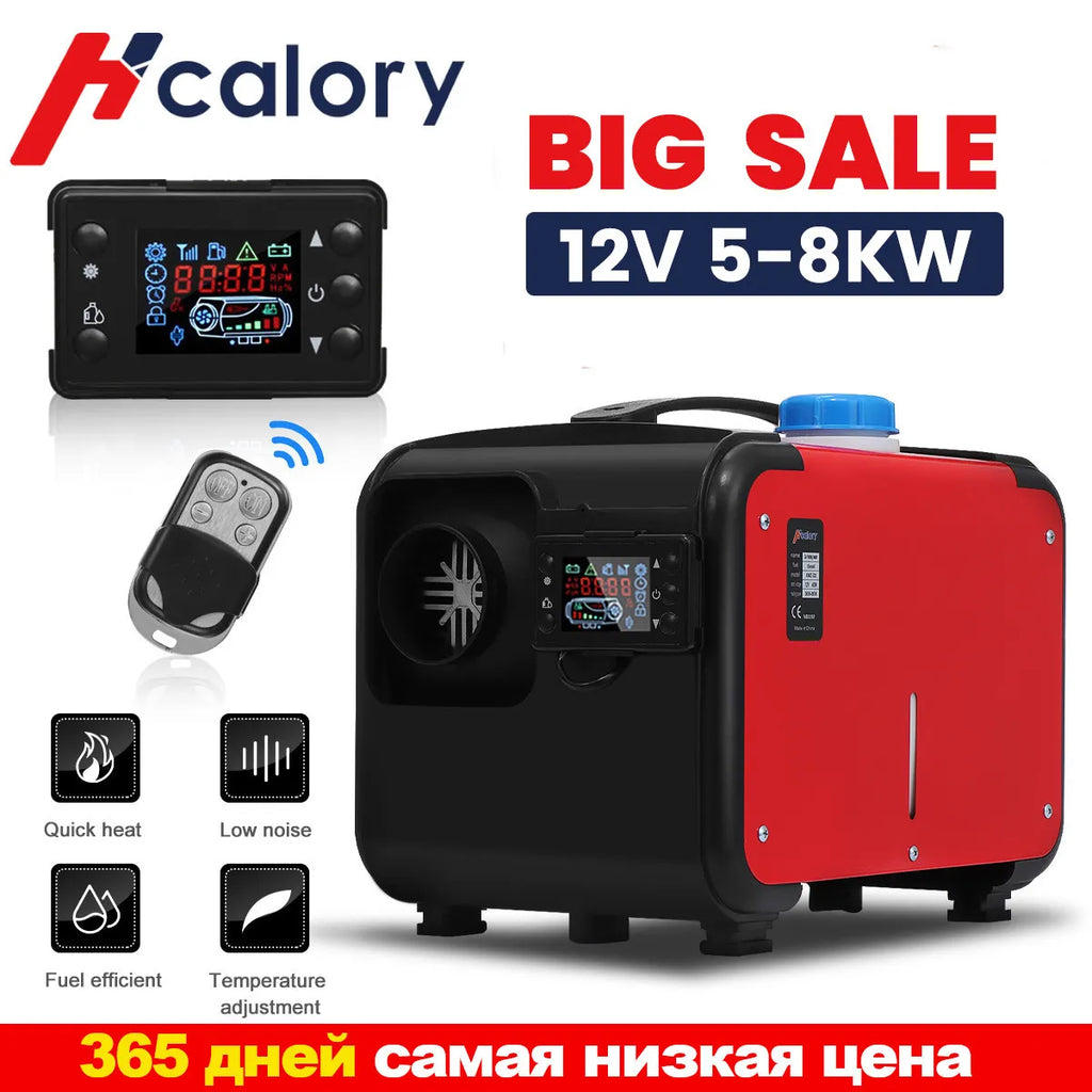 Big Sale All In One 5-8KW Car Air diesels Heater 12V One Hole for Trucks Homes Boats Bus +LCD key Switch+English Remote - Retail Second