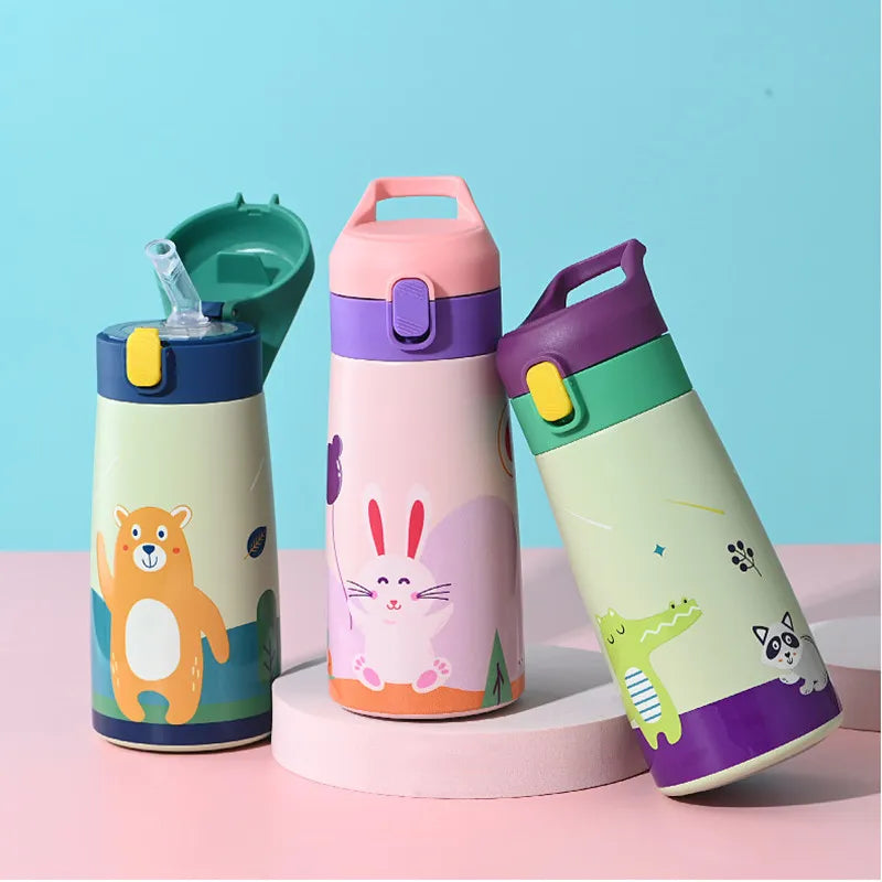 350ml/500ml Kids Thermos Mug Double Stainless Steel Water Bottle Thermal Cartoon Vacuum Flask Water Bottle Tumbler for Children Retail Second