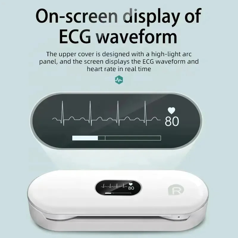 Portable ECG Monitor OLED Bluetooth EKG Cardiaco Heart Monitoring Wearable Electrocardiograma Unlimited Data Storage Share Retail Second