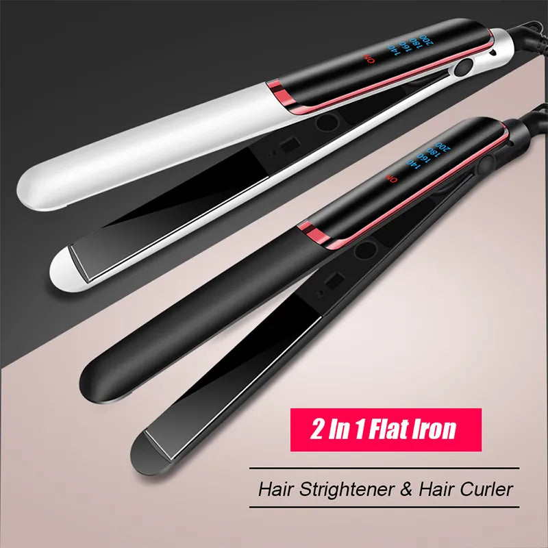Professional Hair Straightener Ceramic Ionic Fast Heat-Up Hair Flat Iron Negative Ion  Iron Lcd Display Hair Straightener Retail Second