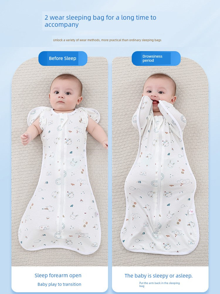 Newborn Baby Spring & Fall Swaddling Summer Thin Breathable Surrender Style Anti-Startle Sleeping Bag Baby All Year Round General-Purpose Anti-Kicking Blanket Retail Second