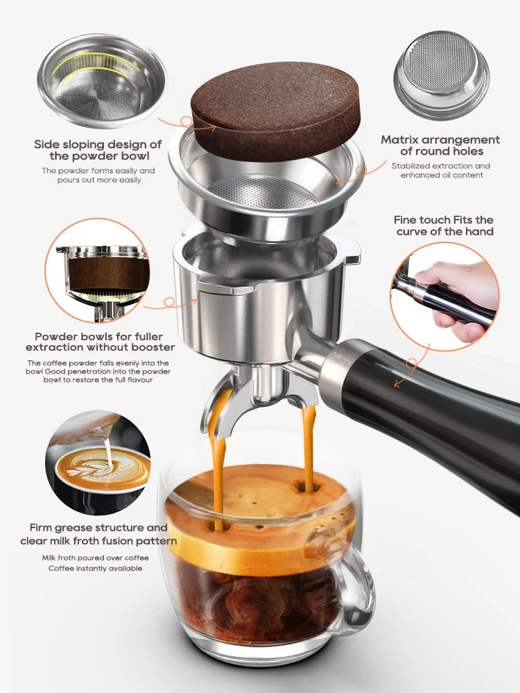 HiBREW Semi Automatic Espresso Cappuccino Coffee Machine Temperature Adjustable 58mm Portafilter Coffee Maker Metal H10A Black Retail Second