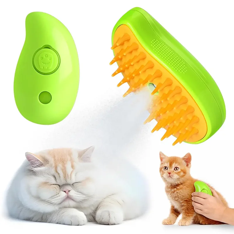 3 in 1 Dog Steamer Brush Electric Spray Cat Hair Brush Comb Massage Pet Grooming Remove Tangles and Loose Hair Supplies Steamy Retail Second