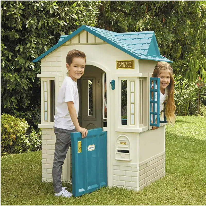 Cottage Pretend Playhouse for Kids, Indoor Outdoor, with Working Door and Windows, for Toddlers Ages 2+ Years, Blue - Retail Second