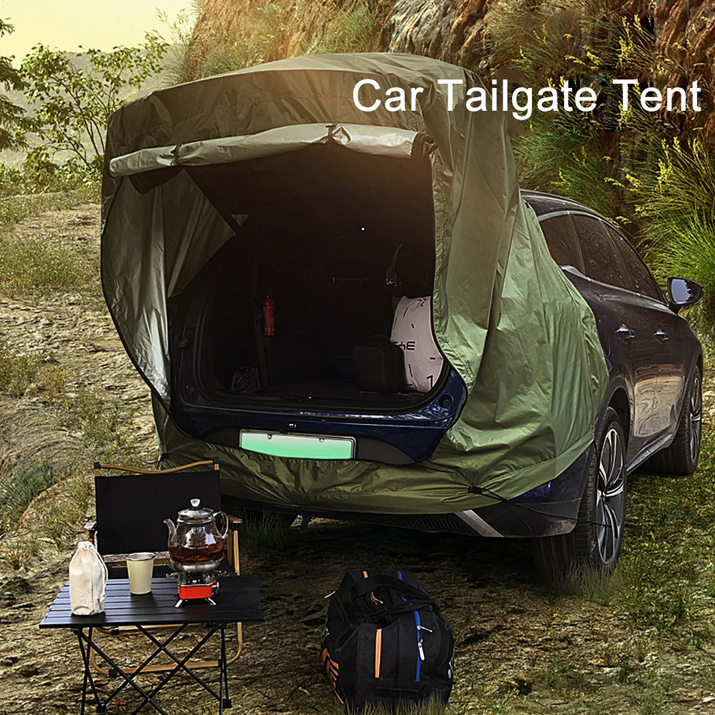 1set Camping Tent Kits SUV Cabana Tent With Awning Shade Large Space Wide Vision Car Tailgate Tear-resistant Tent Rear Tent Atta Retail Second
