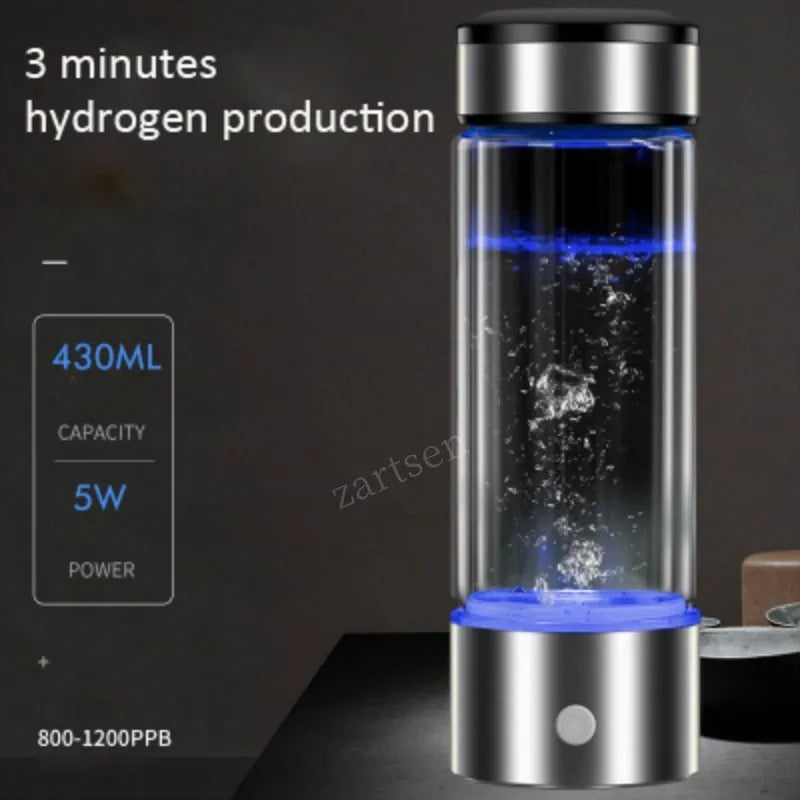 Hydrogen Rich Water Bottle lonizer Alkaline Generator Portable Healthy Cup USB Rechargeable Anti-Aging Hydrogen Water 430ml Retail Second