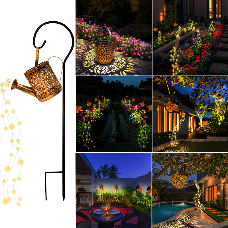 Outdoor Solar Garden Lights Decor, Waterproof Watering Can Landscape Lights with Led, Retro Metal Kettle String Lights - Porch Pathway Yard Deck Lawn Patio Walkway Lighting Decorative Lantern freeshipping - RETAILSECOND