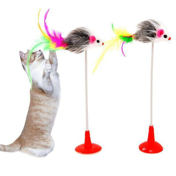 Cat Toy Stick Feather Wand With Bell Mouse Cage Toys - Retail Second