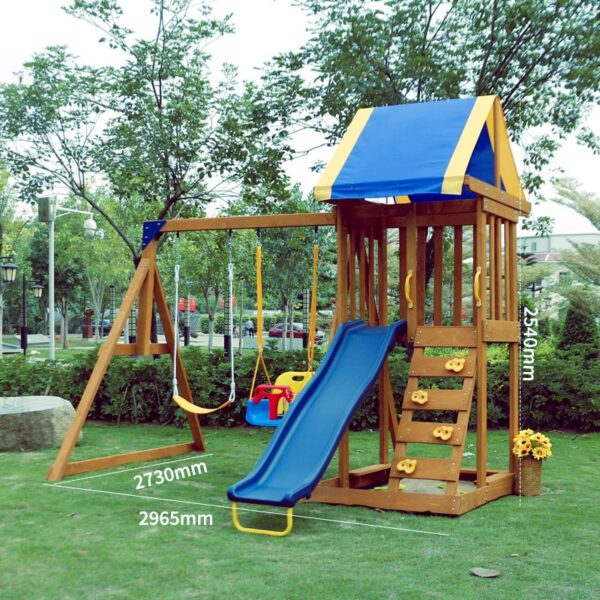 Wooden Slide and Swing Set for Kids - Safe Outdoor Amusement Facilities