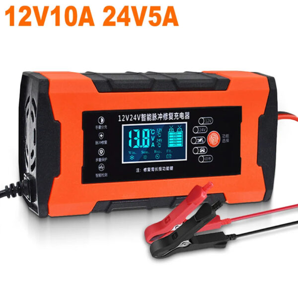 Car Battery Charger 12V/24V - Pulse Repair, Digital Display