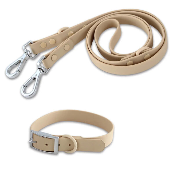 Double Dog Leash Set: PVC Comfortable and Breathable Harness with Adjustable Chest Strap and Collars