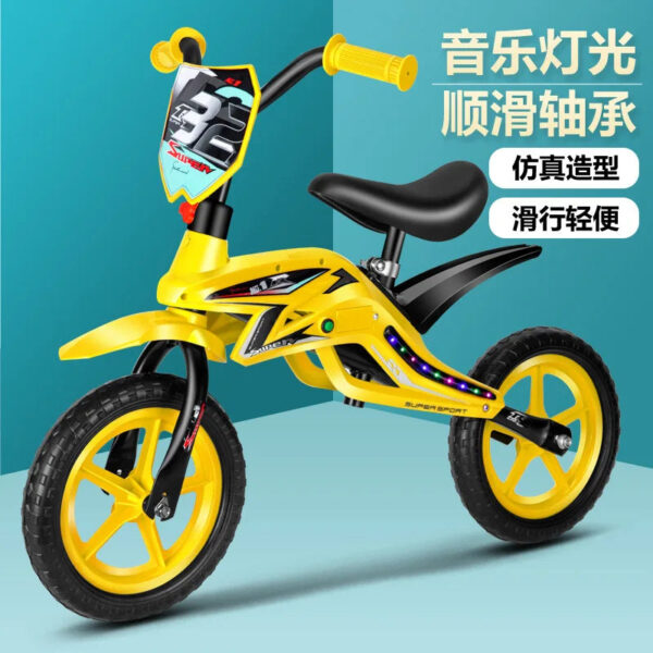 New Children's Balance Car 3 To 8 Years Old Without Pedal Two-wheeled Scooter 12 Inch Smooth Step Bicycle with Music Light